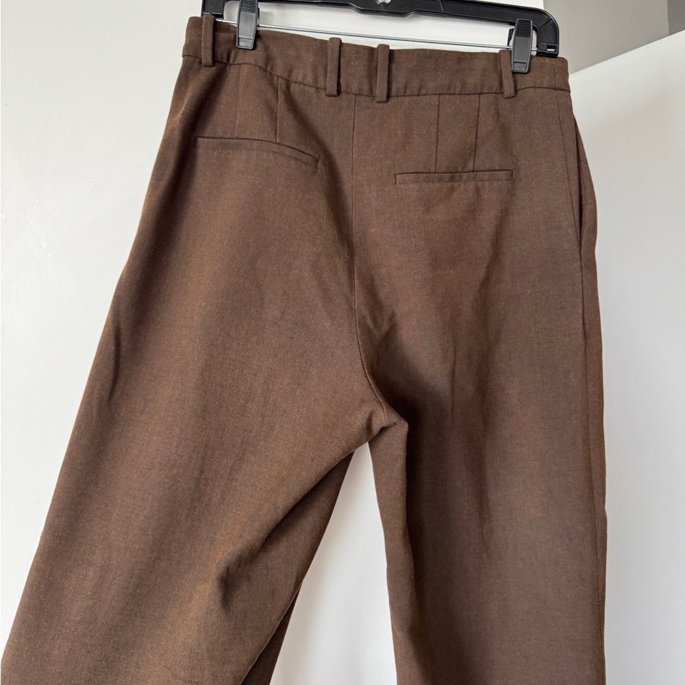 Babaton Pleated Wide Leg Brown Pants High-Waisted - Picture 3 of 13